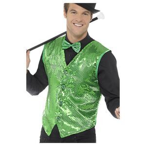 Smiffys Unisex Adult Sequin Costume Vest / Green